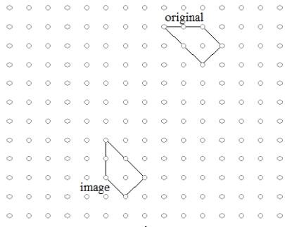 A) Give an argument which shows this statement is true: Every rigid motion can be expressed with, at most, three reflections. (Note: Please write full sentences.) B) Illustrate the statement given in part A by showing the line(s) of reflection that, with composition if necessary, give(s) the image below.   