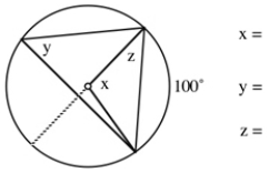 Give the sizes of the lettered angles in the following figure. Do not forget to give the units.  
