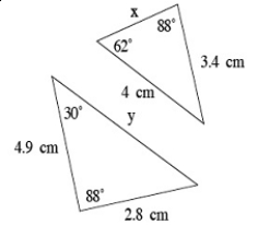 <strong>What is the length of x, to the nearest tenth centimeter?  </strong> A) 1.9 centimeters B) 5.1 centimeters C) 0.3 centimeters D) 1.3 centimeters E) There is not enough information to answer the question. <div style=padding-top: 35px> 