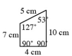 You want to make a larger, similar version of the trapezoid below so that the 4-centimeter side will be 10 centimeters in the larger version. A) How long will the other three sides of the larger trapezoid be? B) What are the sizes of the angles in the larger version?   