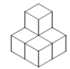 Consider the shape in the figure, made of centimeter cubes glued together face to face. A larger shape, similar to the one below, is also made of cubes. The larger shape is twice as tall, twice as wide, twice as deep, and in general twice as long in every corresponding length dimension. What is the volume of the larger shape, in cubic centimeters?   A)  40 B)  20 C)  16 D)  10 E)  None of the answers is correct.