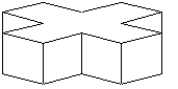 Describe all of the reflection and rotational symmetries of the following three-dimensional object. (Feel free to draw pictures to demonstrate.) All of the angles in the object are 90°.  
