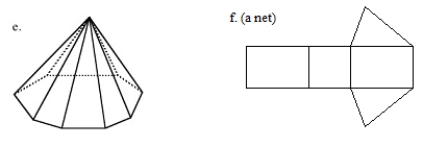 Give the BEST name for the three-dimensional shapes represented by the following pictures. Note: Angles that look like right angles are right angles in the three-dimensional shape. a.    b.    c. (a net)    d.     g.    h.   
