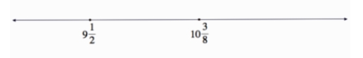 Given a number line and only the points for the indicated fractions, accurately locate and label the point for the number in each part. If your markings do not make your reasoning clear, add an explanation.    A) 10 B) 9