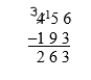 A student's work on a base-ten subtraction problem is shown below. How much does the little 1 above the 5 represent?  