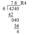 <strong>Following is an example of a child's work. Study the work and then judge the student's understanding. Hiro was asked to divide 4240 by 6. His work is shown below. Hiro's work: </strong> A) Is Hiro's work correct or incorrect? B) If the work is incorrect, please explain how.