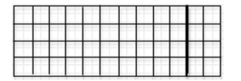 The large rectangle is divided into two smaller rectangles. Write a number sentence involving multiplication that shows that the area of the large rectangle is equal to the sum of the areas of the two smaller rectangles.