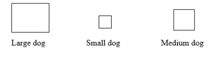 <strong>The big dog weighs five times as much as the little dog. The little dog weighs 2/3 as much as the medium-sized dog. The medium-sized dog weighs 9 pounds more than the little dog. How much does the big dog weigh? </strong> A) List three quantities associated with this problem. If possible, give the associated value. B) Draw a diagram to represent the quantities in this problem. C) This diagram was provided by a fifth-grader. Tell why it is not helpful. D) Solve the problem and explain your solution process.