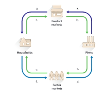 The figure below shows an incomplete circular flow diagram. Complete the figure by filling in the missing labels. ​    ​