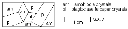 <strong>  -Which of the following best describes the igneous rock depicted in the diagram above?</strong> A) basalt B) diorite C) granite D) rhyolite <div style=padding-top: 35px> 