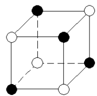 <strong> -What elements could be represented by the open and solid spheres in the mineral structure depicted above?</strong> A) carbon and oxygen B) silicon and oxygen C) iron and magnesium D) sodium and chlorine