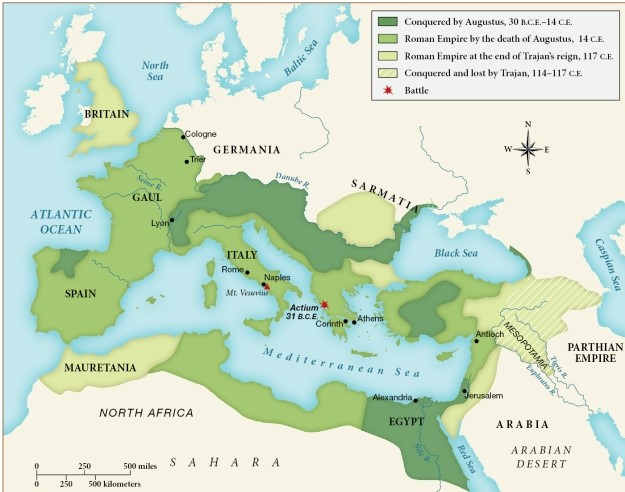 Which of the following regions was conquered by Augustus by 30 C.E.? ​   ​ A)  Britain B)  Egypt C)  Spain D)  Mesopotamia