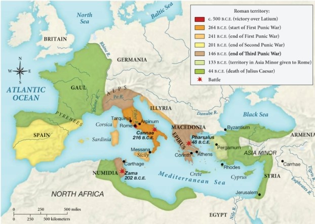 Which of the following territories only came under Roman control between 133 B.C.E. and the death of Julius Caesar? ​   ​ A)  Illyria B)  Spain C)  Gaul D)  Macedonia
