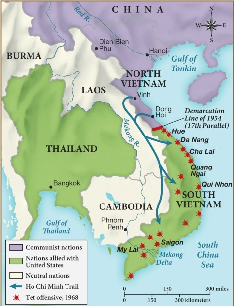 According to this map, which of the following countries most likely supported the communist takeover of Vietnam? ​   ​ A)  Thailand B)  China C)  Cambodia D)  Burma