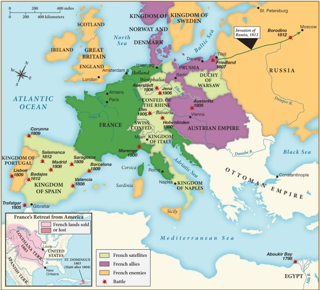 Which nation was allied with Napoleon's empire in 1812? ​   ​ A)  Great Britain B)  Russia C)  Prussia D)  The Kingdom of Sweden