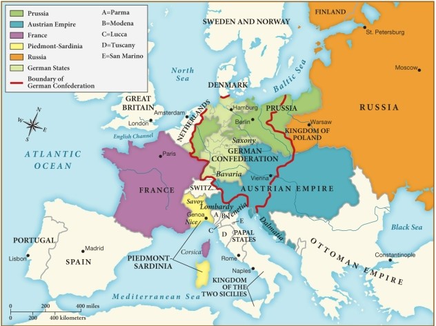 What impact did the Congress of Vienna have on Europe by 1815? ​ ​   ​ A)  Poland was liberated and regained territory lost in the Third Partition. B)  Great Britain expanded its territorial control to include land in France. C)  France shrank back to the borders it had in 1789. D)  Germany lost a considerable amount of territory and influence.