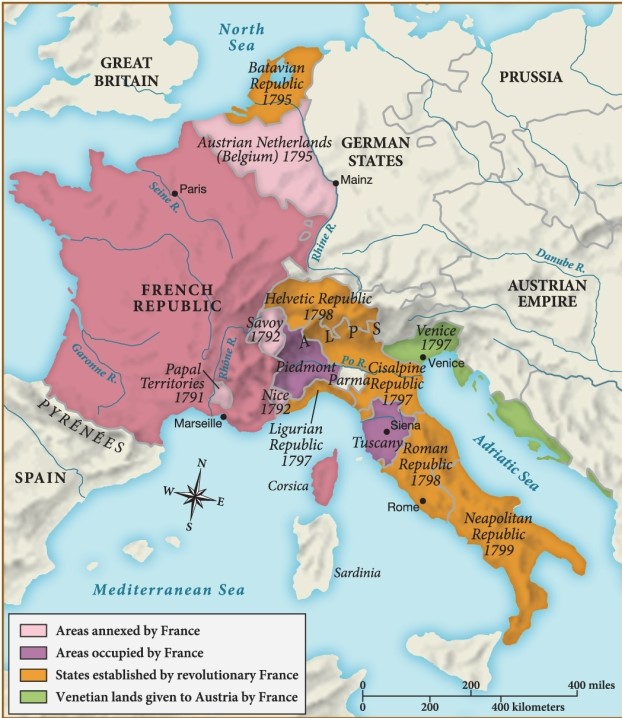 Which of the following was the first region to be annexed by France during the 1790s? ​ ​   ​ A)  Savoy B)  The Papal Territories C)  Nice D)  The Austrian Netherlands