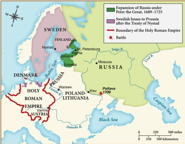 Peter the Great expanded Russia to include ​ ​   ​ A)  Estonia. B)  Poland-Lithuania. C)  Prussia. D)  Finland.