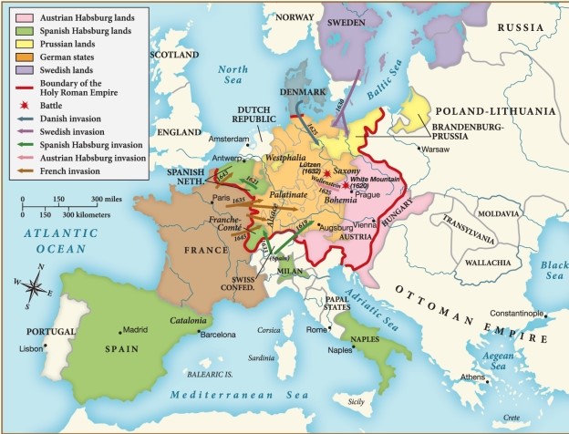 Which of the following nations invaded the German states of the Holy Roman Empire during the Thirty Years' War? ​ ​   ​ A)  England B)  France C)  Poland-Lithuania D)  The Ottoman Empire