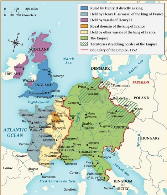 Which of the following territories was directly controlled by Henry II? ​   ​ A)  Scotland B)  England C)  Austria D)  Denmark