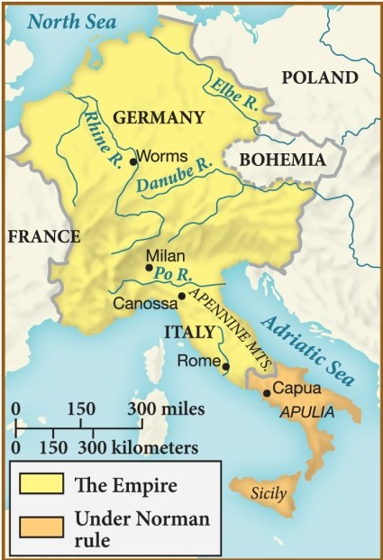 From approximately 1070 through 1122, Sicily was under the control of ​   ​ A)  the Normans. B)  Germany. C)  the Italians. D)  Poland.