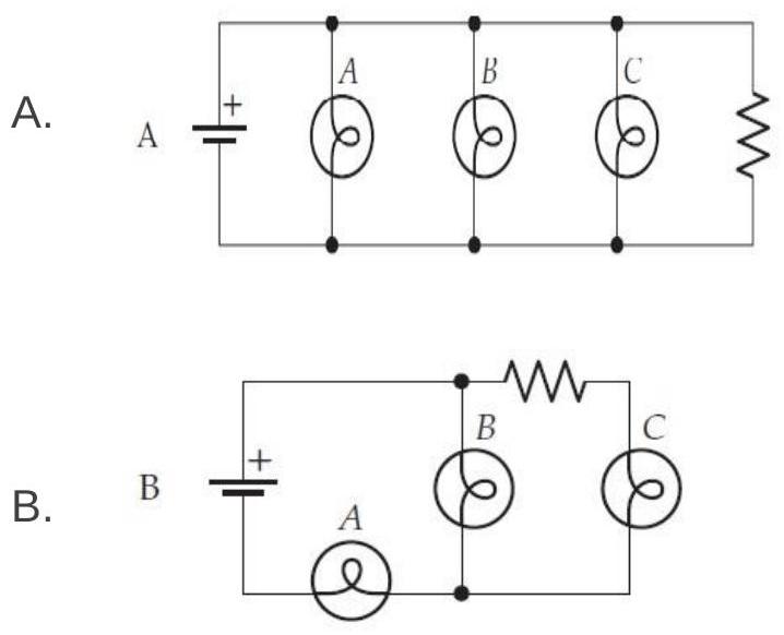 Consider the circuit shown below. Which of the circuit diagrams below that figure correctly represents the circuit shown?         E) (other)