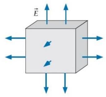 What is in the box shown below?   A)  Positive charge B)  Negative charge C)  Zero charge D)  One cannot determine the charge's sign from this diagram.