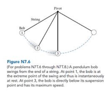   Which one of the arrows below most closely indicates the direction of the bob's acceleration when it is at point 1 ?   A)  A B)  B C)  C D)  D E)  E F)  F