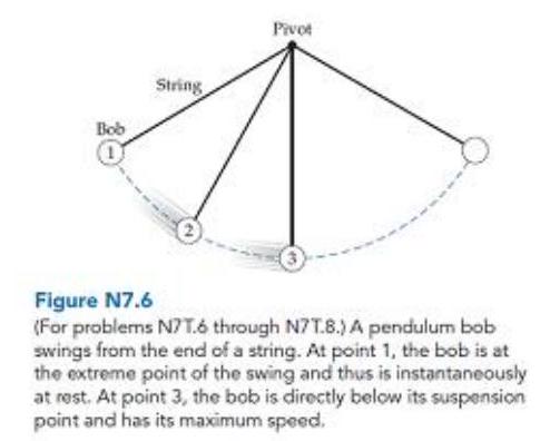   Which one of the arrows below most closely indicates the direction of the bob's acceleration when it is at point 2 ?   A)  A B)  B C)  C D)  D E)  E F)  F