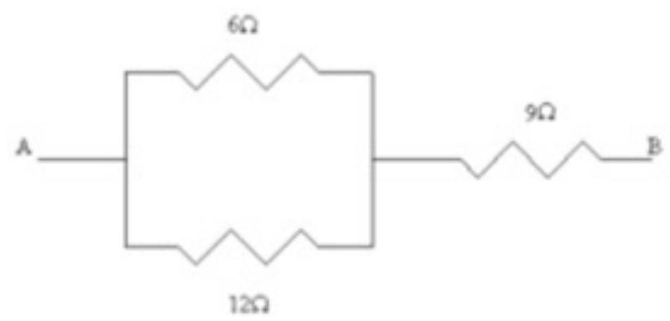  What is the resistance of this combination of resistors?   A)   15 \Omega  B)   4.0 \Omega  C)   13 \Omega  D)   14 \Omega  E)   12 \Omega