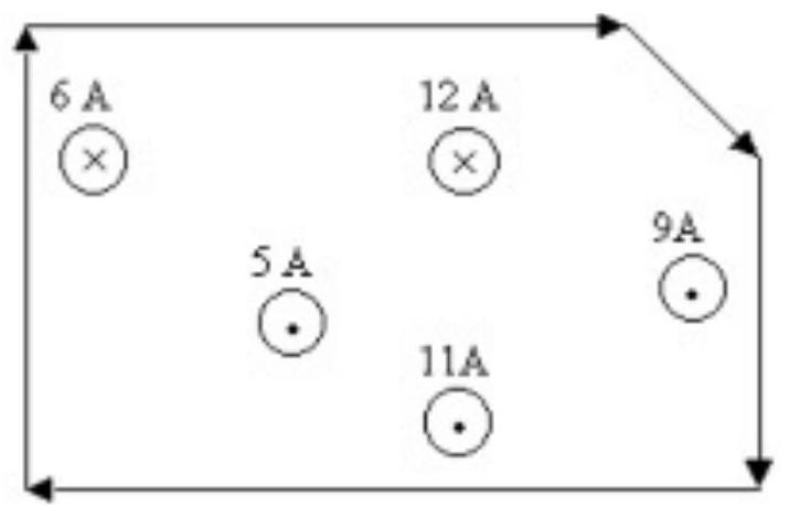   Find the circulation for the path shown.   A)   -(4  A  )  \mu_{0}  B)   -\left(28\right.  A)   \mu_{0}  C)   (28 \mathrm{~A})  \mu_{0}  D)   (4 \mathrm{~A})  \mu_{0}  E)   (7 \mathrm{~A})  \mu_{0}