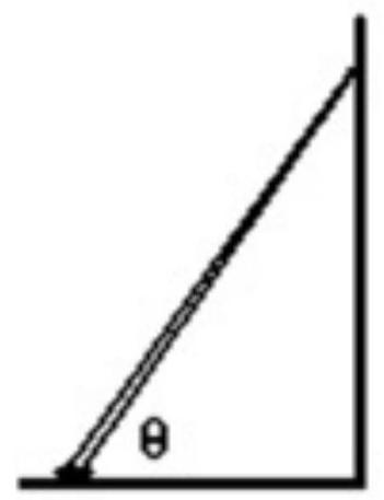 <strong>A 75.0 \mathrm{~kg} ladder that is 3.00 \mathrm{~m} long is placed against a wall at an angle theta. The center of gravity of the ladder is at a point 1.20 \mathrm{~m} from the base of the ladder. The coefficient of static friction at the base of the ladder is 0.800 . There is no friction between the wall and the ladder. What is the minimum angle the ladder must make with the horizontal for the ladder not to slip and fall? </strong> A) 40.55 degrees B) 30.34 degrees C) 26.57 degrees D) 36.35 degrees E) 46.52 degrees