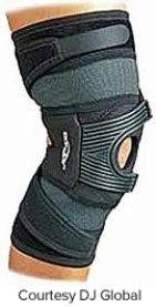 <strong>Which brace would be the most appropriate to wear for an athlete recovering from a grade 3 medial collateral ligament tear?</strong> A)   B)   C)   D)   <div style=padding-top: 35px> 