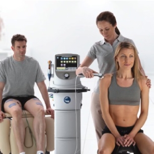 What is the type of the modality illustrated in the picture?   A)  Interferential current unit B)  LASER Therapy unit C)  Ultrasound and electrical stimulation combination unit D)  Low-Intensity Stimulator unit E)  Electrical stimulating unit