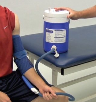 In the following illustration, what is a drawback to this particular modality?   A)  It is quite expensive. B)  It is difficult to operate. C)  It must be continually rechilled. D)  It is cumbersome to transport. E)  It cannot be operated by the patient.