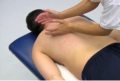 Which of the following illustrations represents the type of massage technique that is used in conjunction with cupping to bring about a varied stimulation of the sensory nerves over heavy muscle areas? A)    B)    C)    D)    E)   