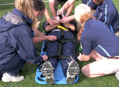 A patient is suffering from a fracture and dislocation of the ankle. Which of the following emergency splinting techniques would be the most appropriate? A)    B)    C)    D)    E)   