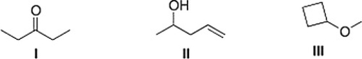 Which of the following statements is (are)  accurate about the IR spectrum of compounds I, II, and III below?   A)  CompoundI shows absorptions at 2950 and 1700 cm<sup>-1</sup>. B)  Both (CompoundI shows absorptions at 2950 and 1700 cm<sup>-1</sup>)  and (CompoundII shows absorptions at 3200-3600 and 1650 cm<sup>-1</sup>)  are true. C)  CompoundIII shows absorptions at 3200-3600 and 2950 cm<sup>-1</sup>. D)  CompoundII shows absorptions at 3200-3600 and 1650 cm<sup>-1</sup>.