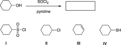 What is the product of the following reaction?   A)  III B)  I C)  II D)  IV