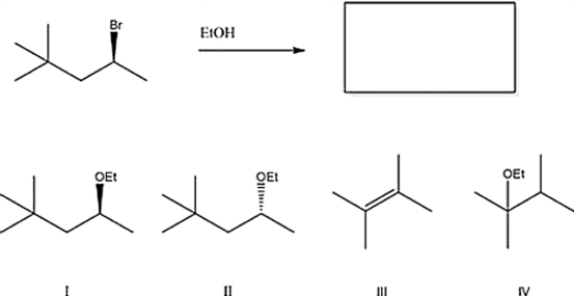 What is the major product of the following reaction?   A)  I B)  II C)  IV D)  III