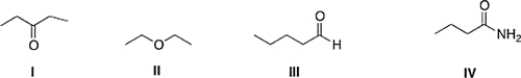 <strong>Which of the following compounds has the highest boiling point?  </strong> A) II B) III C) I D) IV <div style=padding-top: 35px> 