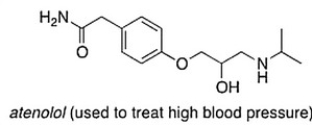 <strong>Consider the molecule atenolol (a ? blocker used to treat hypertension). Which of the following lists the correct functional groups present in atenolol?  </strong> A) Secondary alcohol, amide, secondary amine, aromatic, ester B) Secondary alcohol, amide, primary amine, aromatic, ether C) Secondary alcohol, amide, secondary amine, aromatic, ether D) Primary alcohol, amide, primary amine, aromatic, ether <div style=padding-top: 35px> 