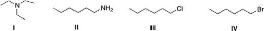 <strong>Which of the following compounds has the highest boiling point?  </strong> A) IV B) I C) III D) II <div style=padding-top: 35px> 