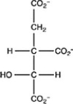 The second step of the citric acid cycle, the isomerization of citrate to isocitrate, is shown. What is the structure of isocitrate?    A)     B)     C)     D)    