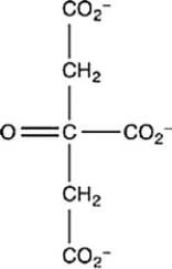 The second step of the citric acid cycle, the isomerization of citrate to isocitrate, is shown. What is the structure of isocitrate?    A)     B)     C)     D)    