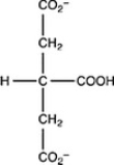 The second step of the citric acid cycle, the isomerization of citrate to isocitrate, is shown. What is the structure of isocitrate?    A)     B)     C)     D)    