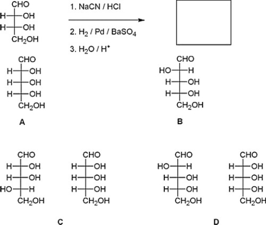 <strong>What are the products of the following reaction?  </strong> A) D B) A C) C D) B <div style=padding-top: 35px> 