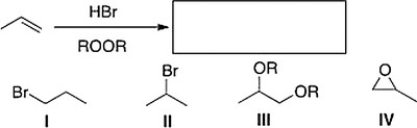 What is the product of the following reaction?   A)  III B)  IV C)  II D)  I