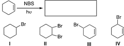 What is the product of the following reaction?   A)  II B)  III C)  I D)  IV