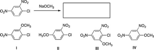 <strong>What is the major product of the following reaction? </strong> A) IV B) I C) III D) II